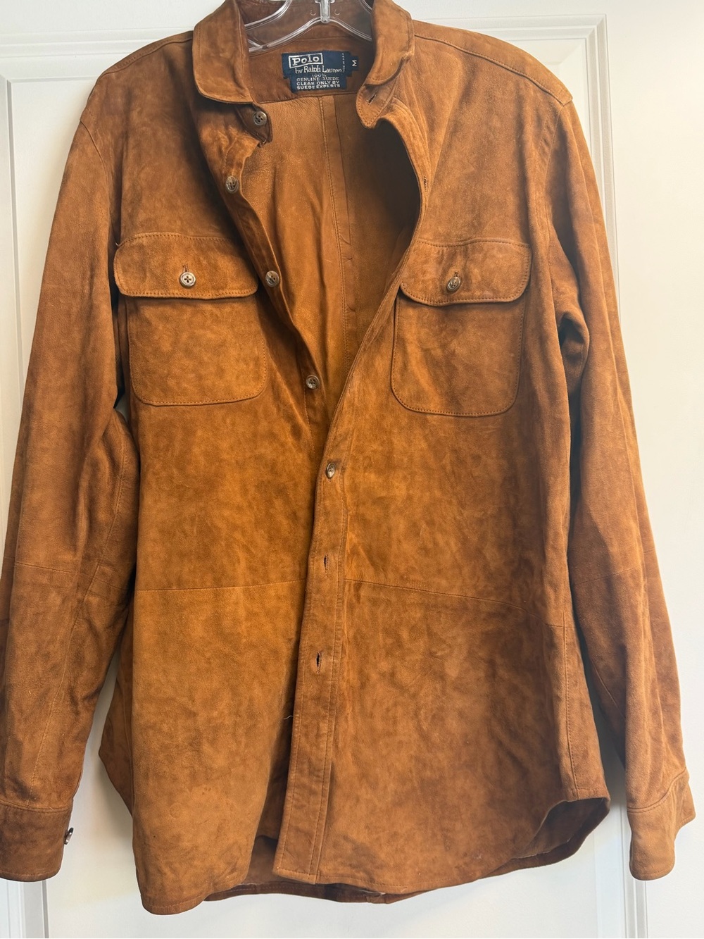 Ralph Lauren Suede Shirt Jacket in Cognac Brown